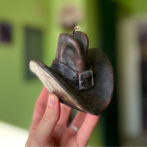 VTG Western Cowboy Cabin Hat Rustic Decorative Wax Candle Accent Art - Picture 2 of 9